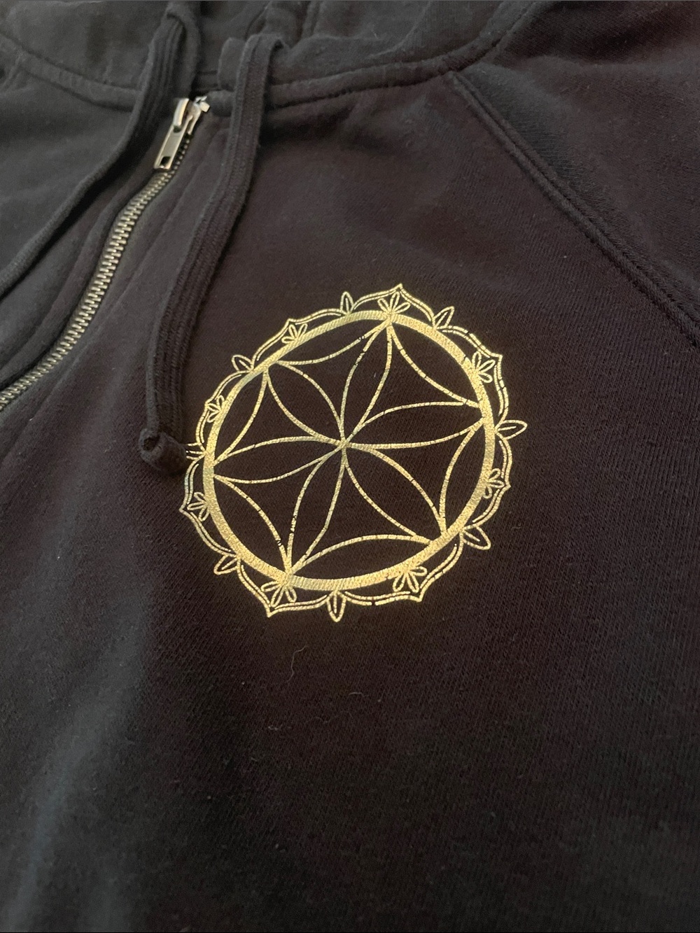 torrid Black Zip-Up Hoodie with Gold Geometric Design M62 - Picture 3 of 9